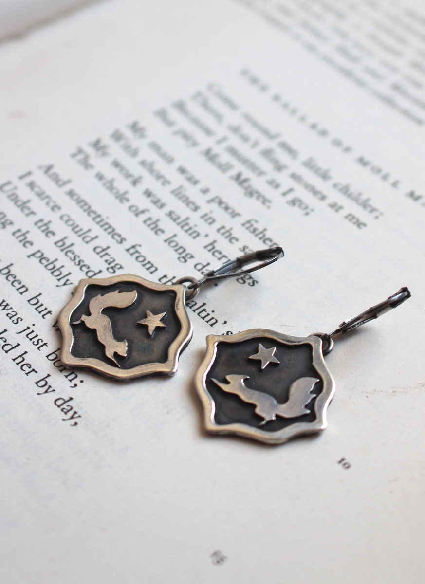 Squirrel, animal totem earrings in sterling silver