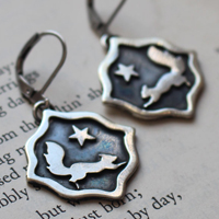 Squirrel, animal totem earrings in sterling silver