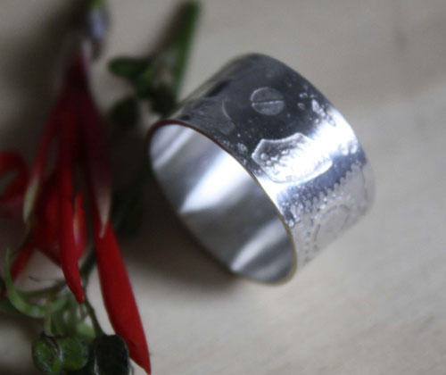 Steampunk, neo-Victorian gear ring in sterling silver