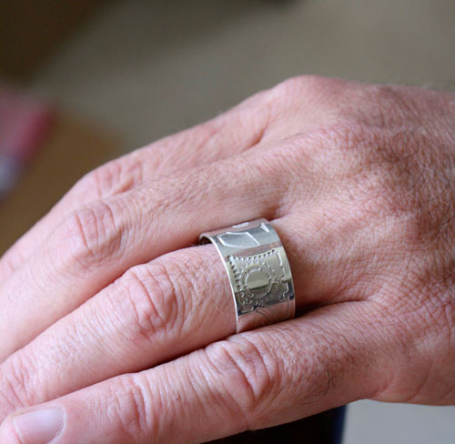 Steampunk, neo-Victorian gear ring in sterling silver