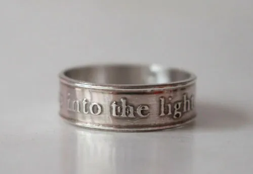 Step into the Light, encouragement and spirituality ring in sterling silver