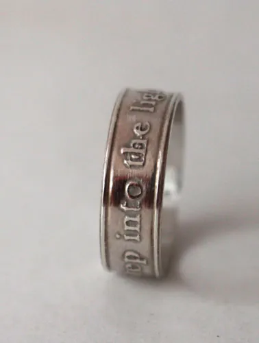 Step into the Light, encouragement and spirituality ring in sterling silver