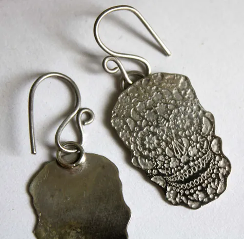 Sugar skull, Mexican skull earrings in sterling silver