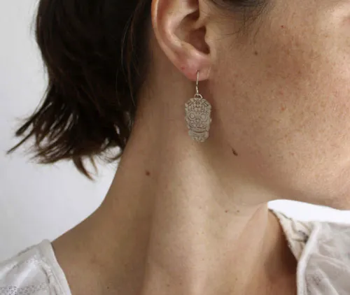 Sugar skull, Mexican skull earrings in sterling silver