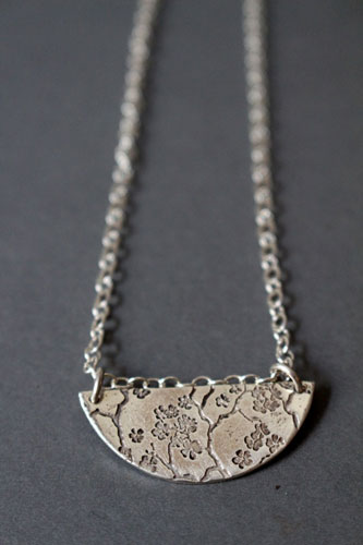 Sumiko, Japanese cherry blossom branch necklace in silver