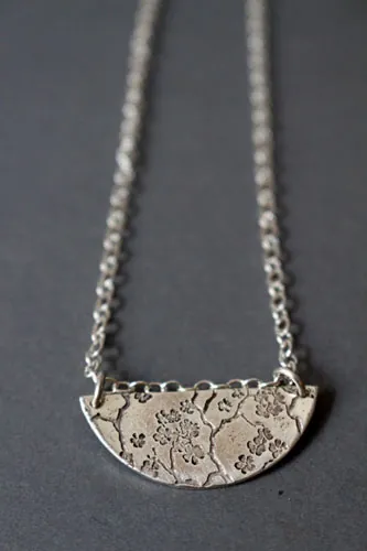 Sumiko, Japanese cherry blossom branch necklace in silver
