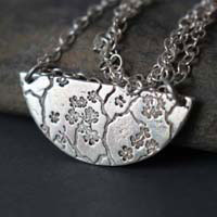 Sumiko, Japanese cherry blossom branch necklace in silver