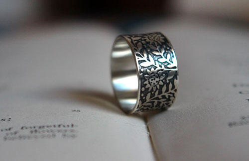 Sunflower, flower of the sun ring in sterling silver