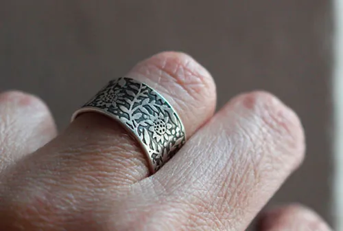 Sunflower, flower of the sun ring in sterling silver