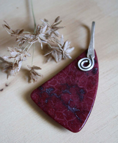 Symbiosis, marine union pendant in silver and red coral