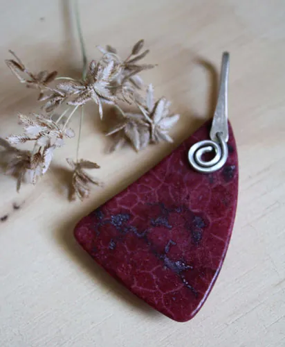 Symbiosis, marine union pendant in silver and red coral