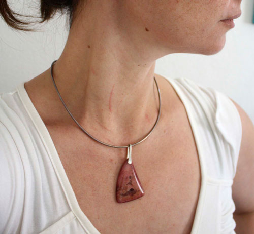 Symbiosis, marine union pendant in silver and red coral