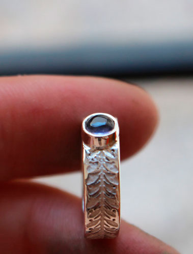 Symbol, ivy ring in sterling silver and iolite