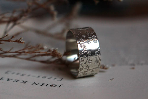 Sakura, Japanese cherry blossom silver ring