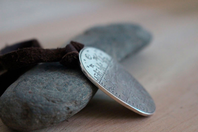Sami drum, lapland shamanic ceremonial instrument necklace in silver