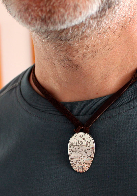 Sami drum, lapland shamanic ceremonial instrument necklace in silver
