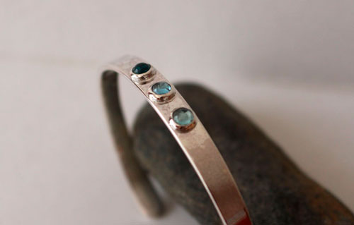 Sarah, blue zircon sterling silver bracelet