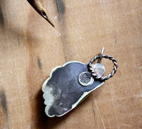 Shinju, spring awakening pendant in silver, pearl, and aventurine