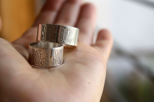 Sincere commitment, Medieval illuminated ring in sterling silver