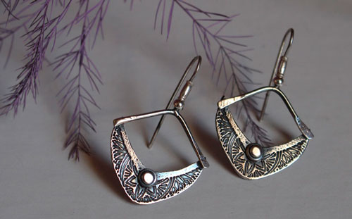 Sitara, star and half-moon earrings in sterling silver 