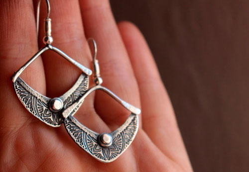 Sitara, star and half-moon earrings in sterling silver 