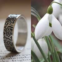 Snowdrop, flower ring in silver