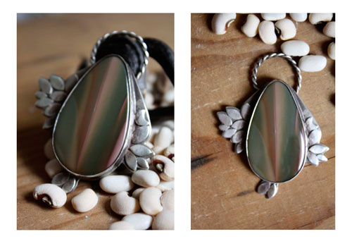 Sompaïna, mother earth’s rainbow pendant in silver and imperial jasper