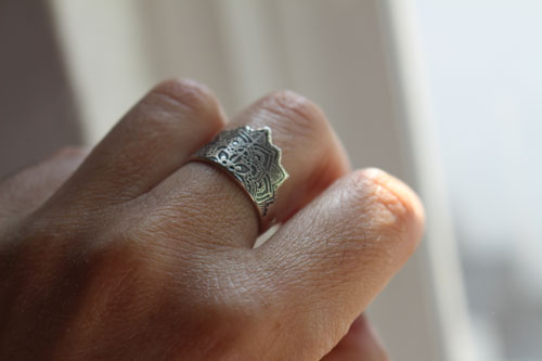 Soul flower, flower mandala ring in sterling silver