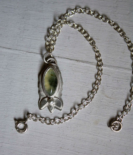 Spring flowers, prehnite bracelet in sterling silver