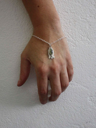 Spring flowers, prehnite bracelet in sterling silver