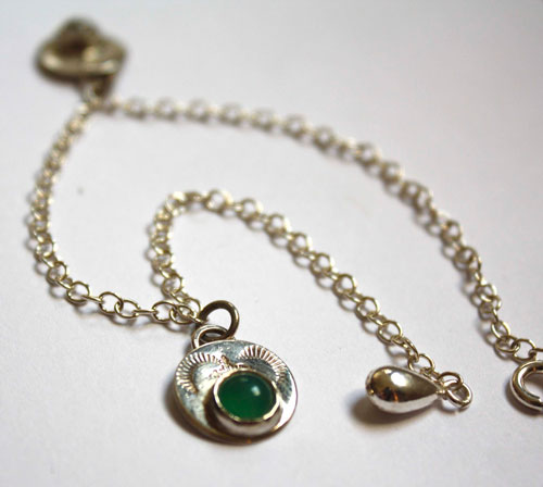 Spring rain, moonstone and green agate anklet and bracelet in sterling silver