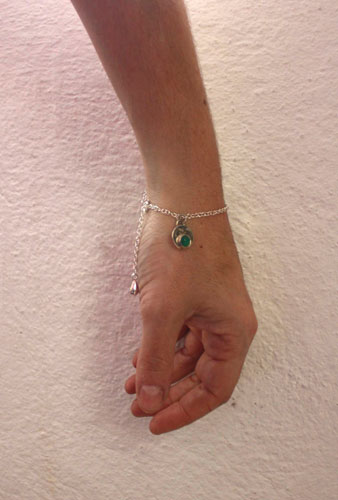 Spring rain, moonstone and green agate anklet and bracelet in sterling silver