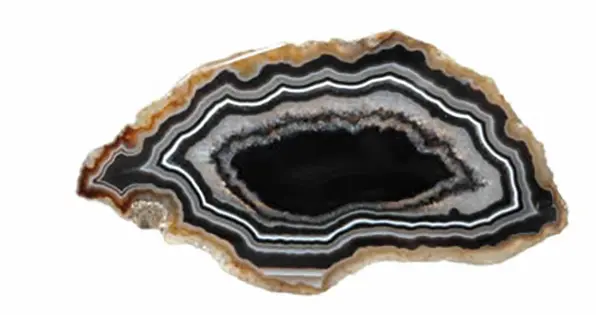 Black agate gemstone with deep black tones and subtle banding