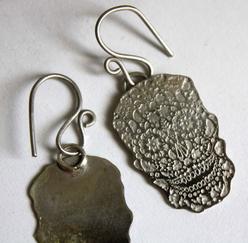 Sugar skull, Mexican skull earrings in sterling silver