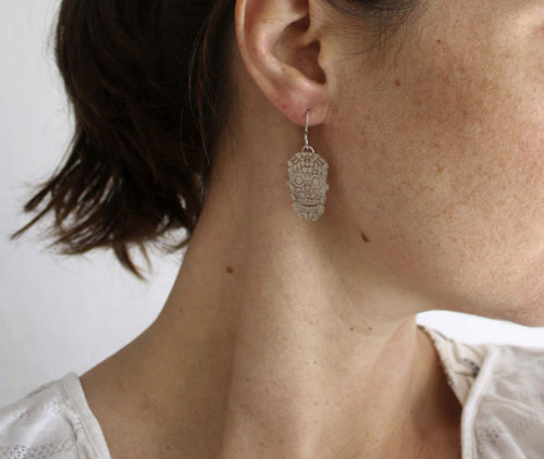 Sugar skull, Mexican skull earrings in sterling silver