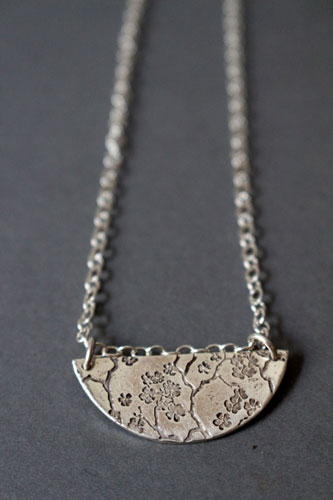 Sumiko, half-moon cherry tree necklace in sterling silver