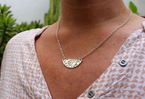 Sumiko, half-moon cherry tree necklace in sterling silver