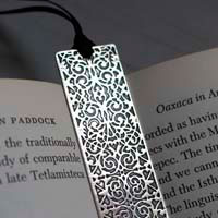 Symphony, engraved baroque bookmark in sterling silver