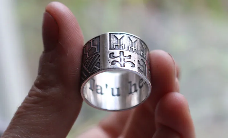 Ta U Here, polynesian tattoo ring in silver