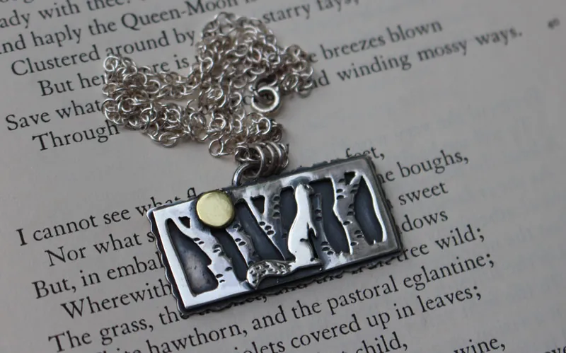 Take the time to listen, weasel forest necklace in silver and brass