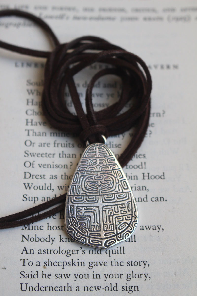 Tapa, Polynesian art silver necklace