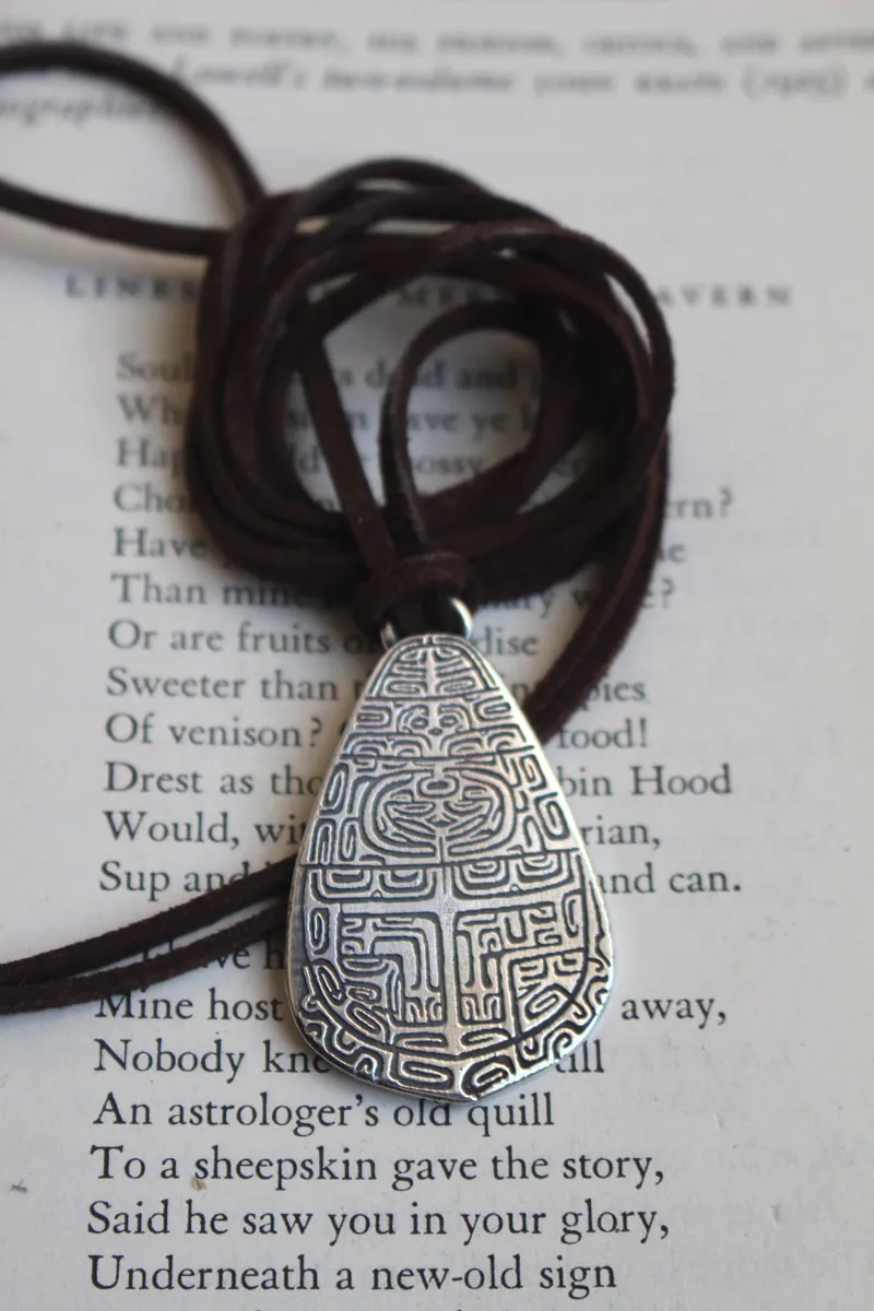 Tapa, Polynesian art silver necklace