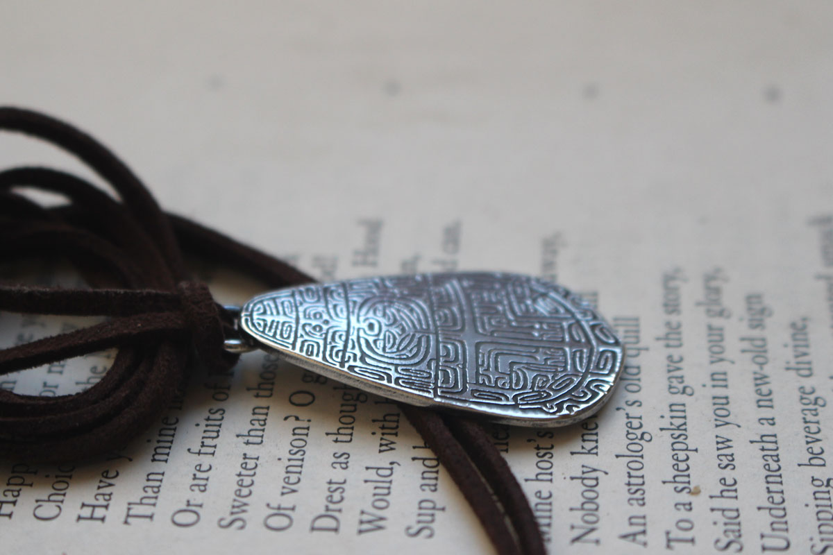 Tapa, Polynesian art silver necklace