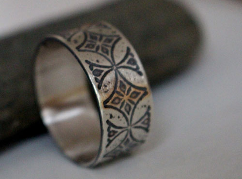 Templar, medieval cross ring in sterling silver