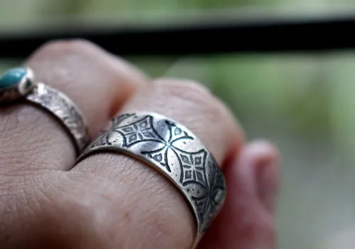 Templar, medieval cross ring in sterling silver