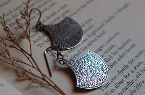 Terrarium, botanical earrings in sterling silver