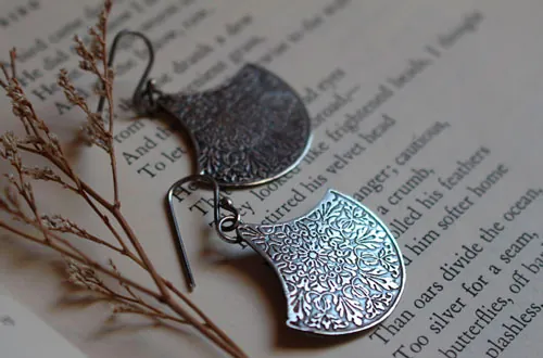 Terrarium, botanical earrings in sterling silver