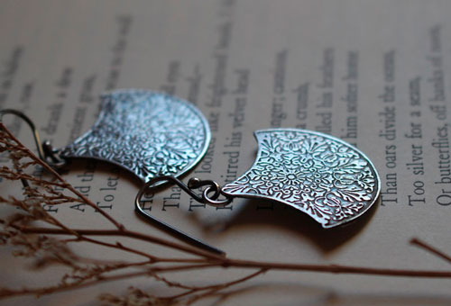 Terrarium, botanical earrings in sterling silver