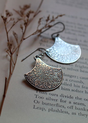 Terrarium, botanical earrings in sterling silver