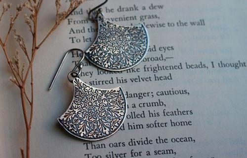 Terrarium, botanical earrings in sterling silver